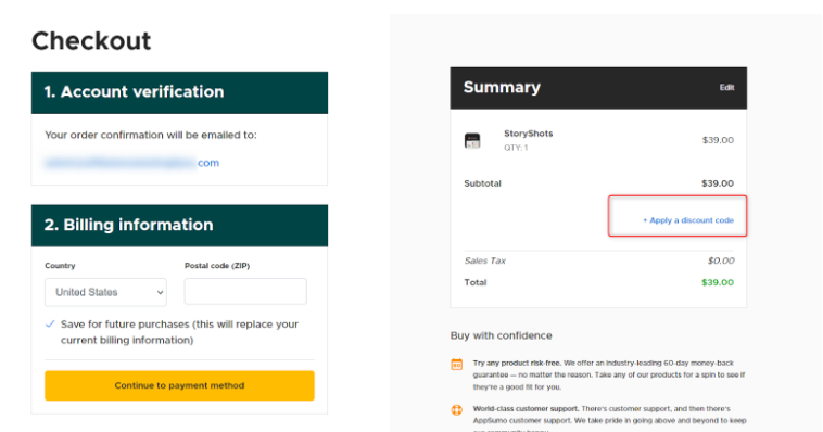 AppSumo Checkout Page AppSumo Checkout Page