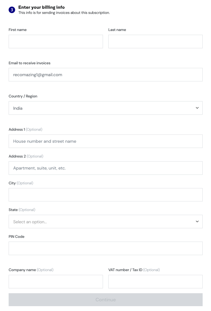 Billing Details Billing Details