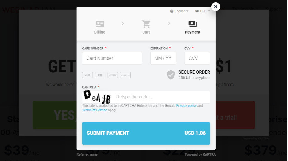 Enter The Cart Details