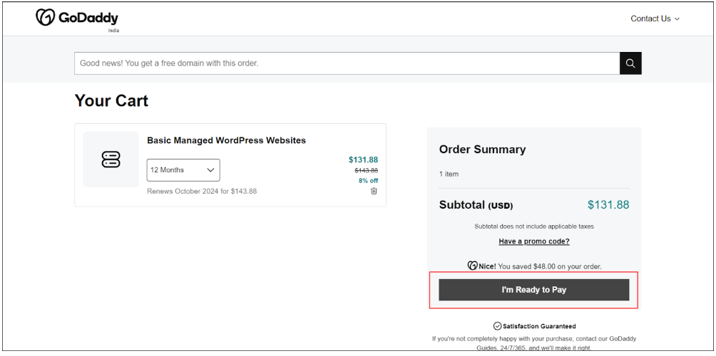 GoDaddy WordPress Hosting Coupon Code - Order To Pay