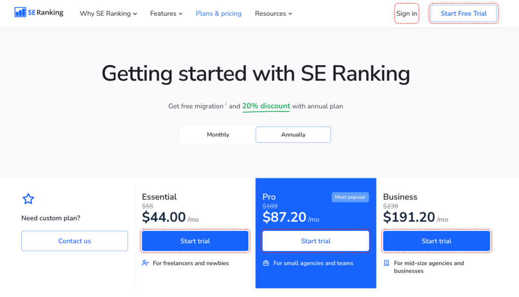 SE Ranking - Pricing