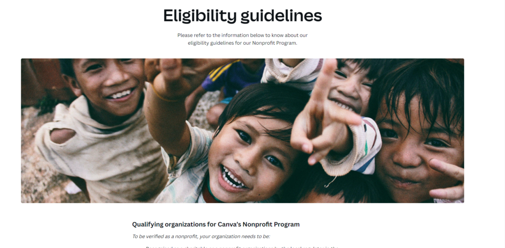 Eligitibility Guidelines For Canva For Nonprofit Program