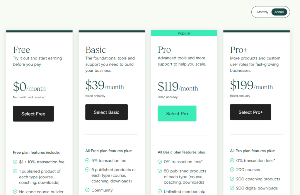 Teachable Annual Pricing