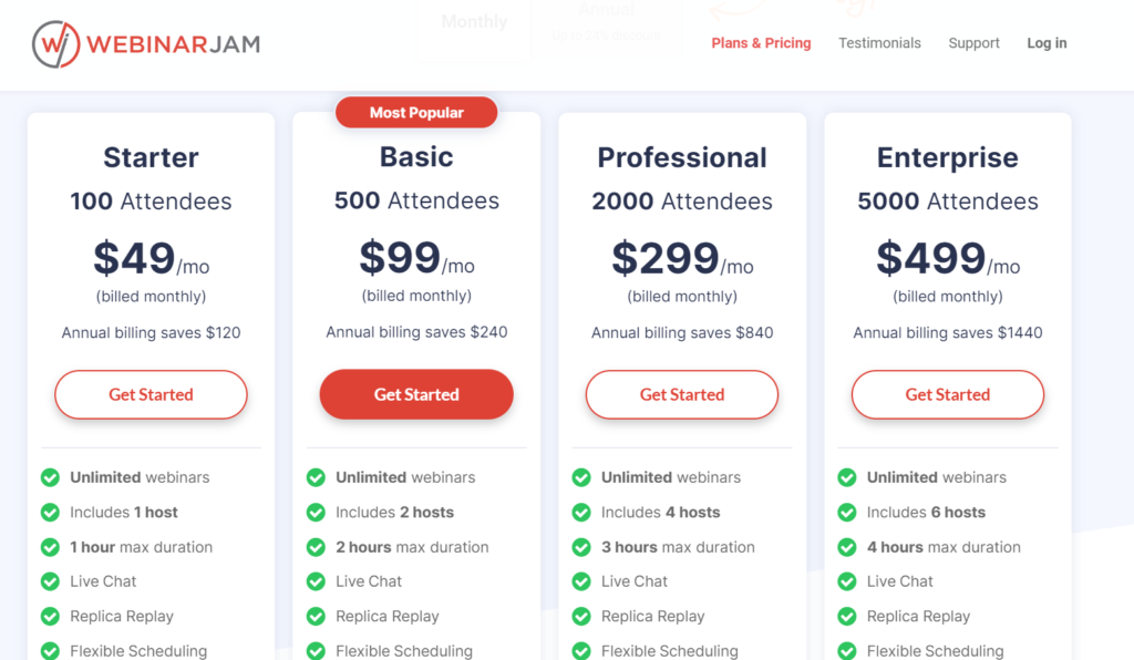 WebinarJam Pricing